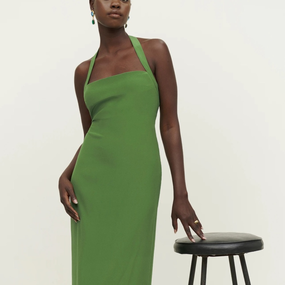 Reformation Alli Halter Dress in Green size 4